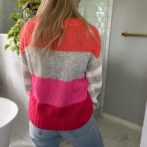 Gap oversize wide knit striped sweater - pink orange grey white - Picture 4 of 6